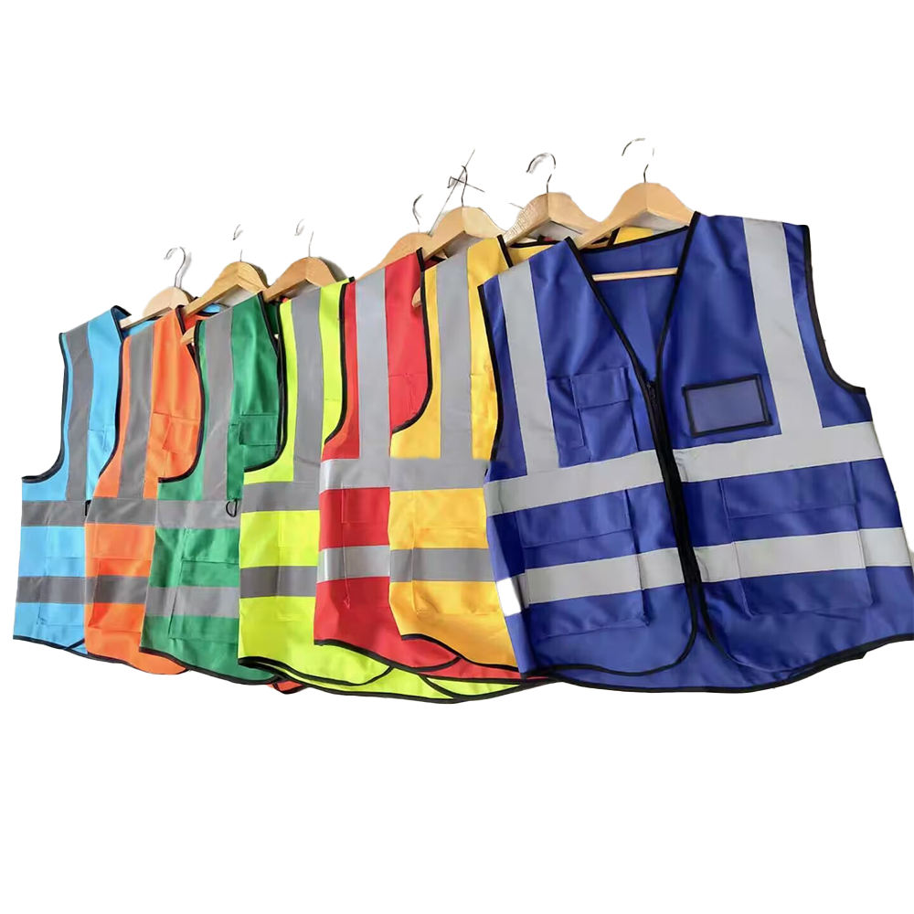 National Apparels Customized Black Reflective Safety Vest Company Logo With Pockets Custom Color Fluorescent Visibility Work Class 2 Safety Vest
